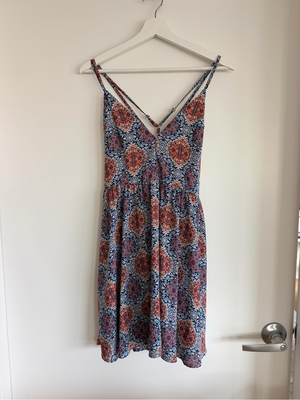 Paper Crane Boho Blue Floral Patterned Summer Dress Small